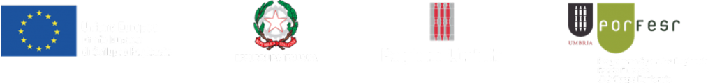Loghi Unione Europea, Repubblica Italiana, Regione Umbria e POR FESR